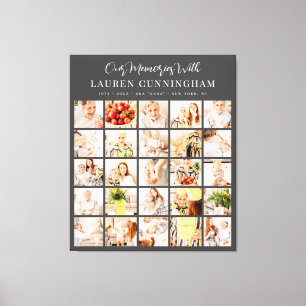 Memorial Simple Modern Minimalist 25 Photo Collage Canvastryck