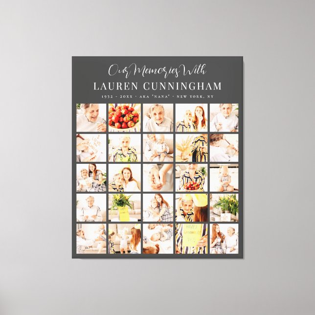 Memorial Simple Modern Minimalist 25 Photo Collage Canvastryck (Framsida)