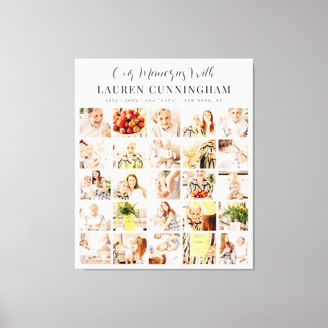 Memorial Simple Modern Minimalist 25 Photo Collage Canvastryck (Framsida)