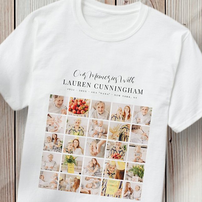 Memorial Simple Modern Minimalist 25 Photo Collage T Shirt (Skapare uppladdad)