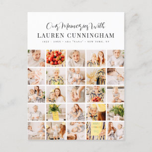 Memorial Simple Modern Minimalist 25 Photo Collage Vykort