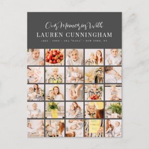 Memorial Simple Modern Minimalist 25 Photo Collage Vykort