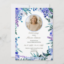 Memorial Soft Blue Blommigt Firande of Life