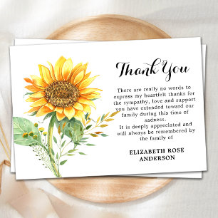 Memorial Solros Blommigt Sympathy Funeral Tack Kort