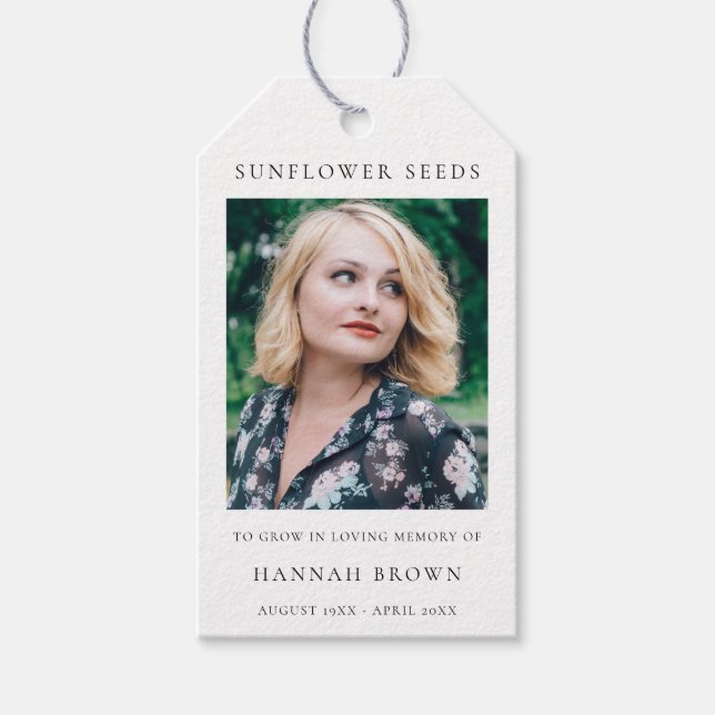 Memorial Solrosfrön | Elegantens Chic Funeral Presentetikett (Framsidan)