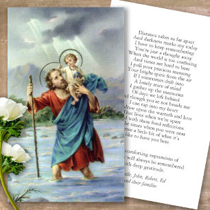Memorial St Christopher Prayer Sympathy Cards Visitkort