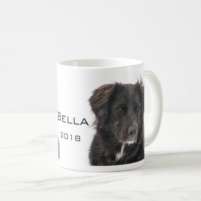Memorial Svart lab Pet Hund Photo Namn Year Kaffemugg (Framsida höger)