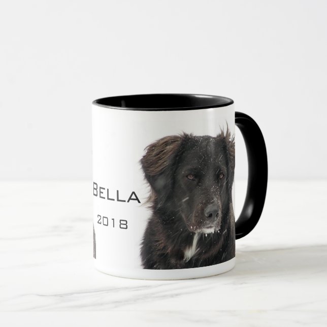 Memorial Svart lab Pet Hund Photo Namn Year Kaffemugg (Framsida höger)