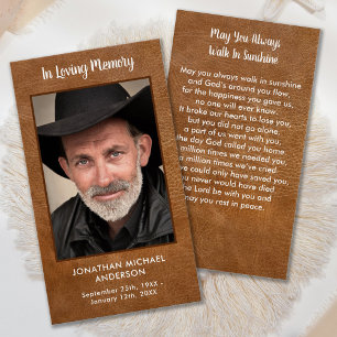 Memorial Sympathy Leather Funeral Prayer Card Visitkort