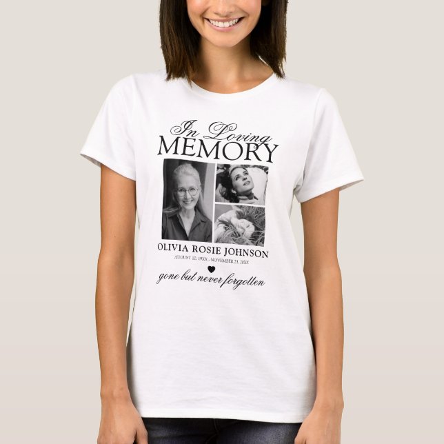 Memorial Sympathy Photo In Loving Memory T Shirt (Framsida)