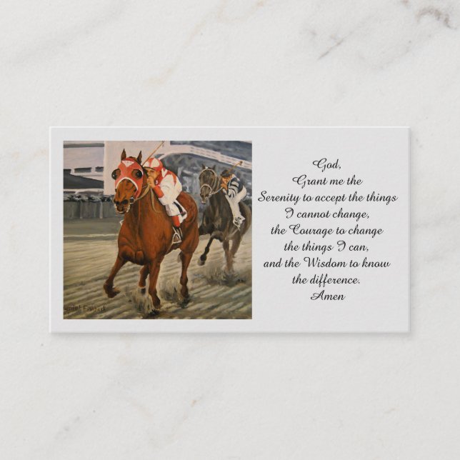 Memorial Sympathy Racehorse Prayer Card Visitkort (Framsida)