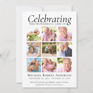 Memorial Tribute 9 Photo Collage Keepsak Tack Kort