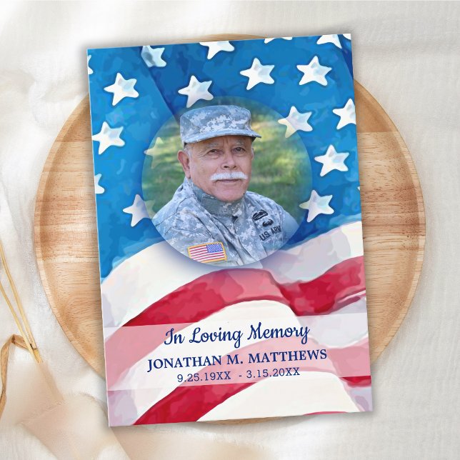 Memorial US Flagga Photo Veteran Funeral Patriotic Tack Kort (Skapare uppladdad)