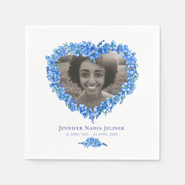 Memorial-väckningsfoto för glömd-jag-nots pappersservett (Framsidan)