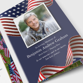 Memorial Veteran Patriotic American Flagga Funeral Tack Kort