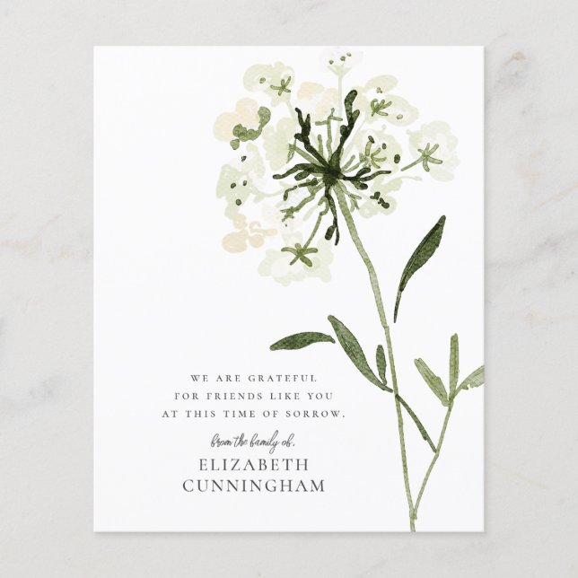 Memorial Watercolor Flower Botanicals Elegant Chic (Framsida)