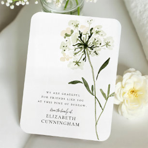 Memorial Watercolor Flower Botanicals Elegant Chic Magnet