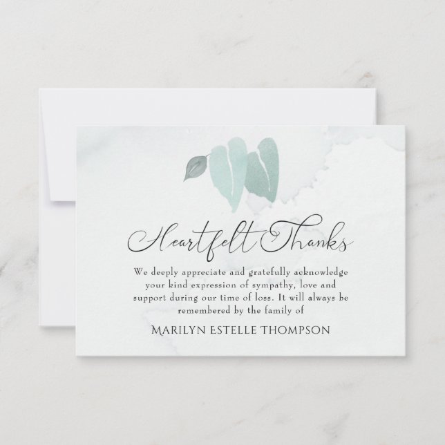 Memorial Watercolor Heart Löv Hjärtligt tack (Framsida)