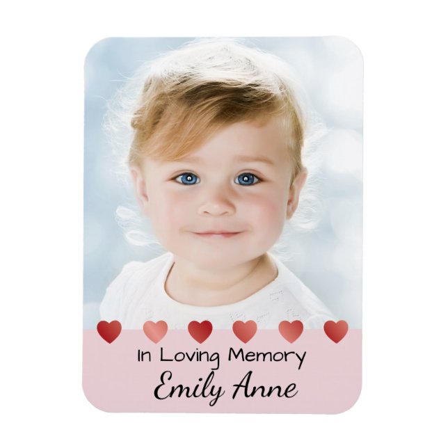 Memoriam Magnet for Little Girl with Hearts (Vertikal)