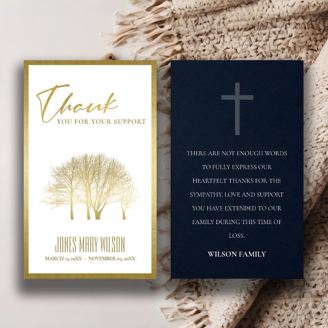 MEMORIELLT TACK FÖR GULD FALL TRÄD-SYMPATI VISITKORT (Skapare uppladdad)