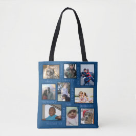 Memories Classic Blue Trendig 18 Fotokollage Tygkasse