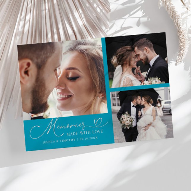Memories Made With Love Wedding Aqua Multi Photo Tack Kort (Skapare uppladdad)