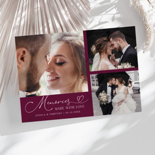 Memories Made With Love Wedding Cranberry Photo Tack Kort (Skapare uppladdad)