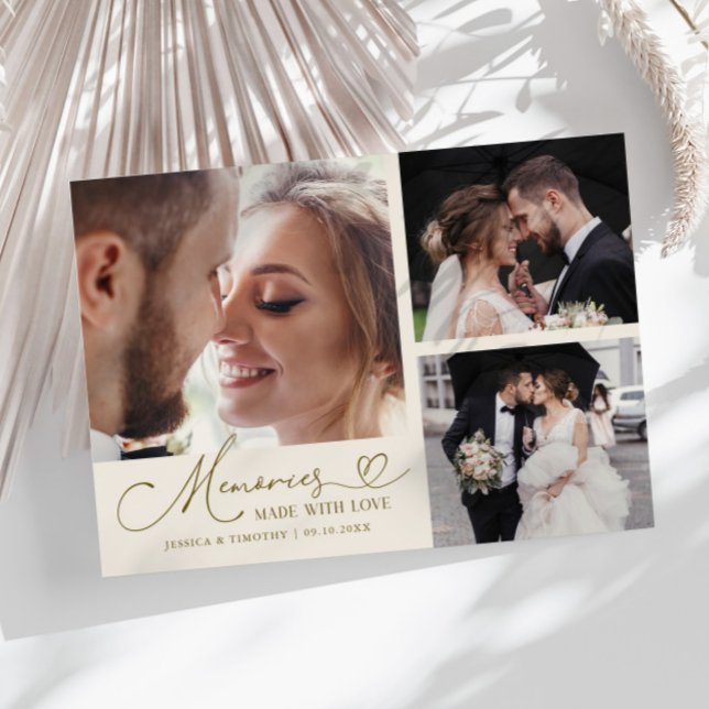 Memories Made With Love Wedding Cream Multi Photo Tack Kort (Skapare uppladdad)