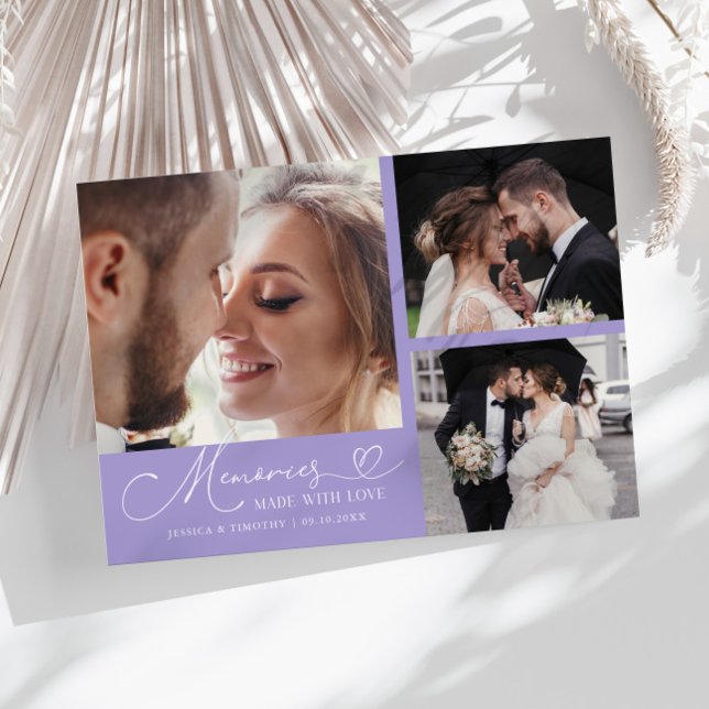 Memories Made With Love Wedding Lilac Photo Tack Kort (Skapare uppladdad)