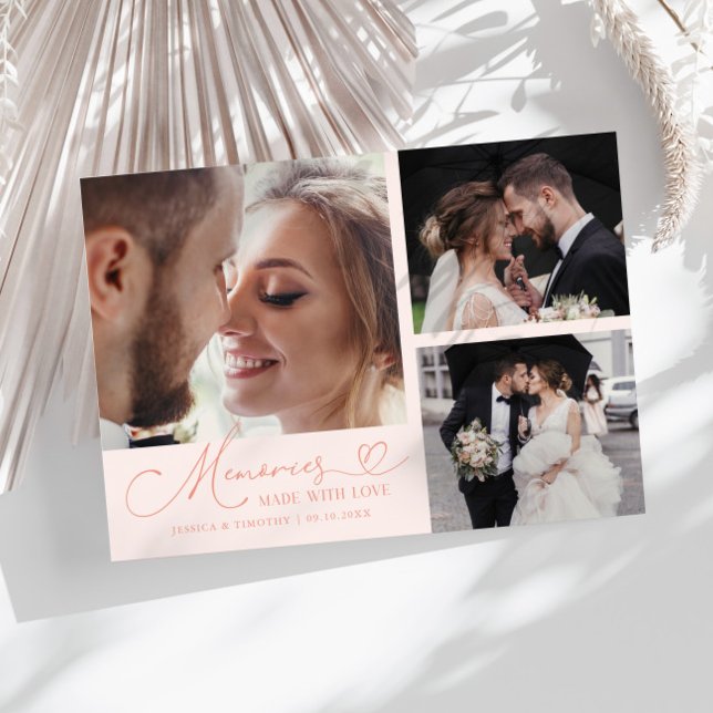 Memories Made With Love Wedding Peach Multi Photo Tack Kort (Skapare uppladdad)