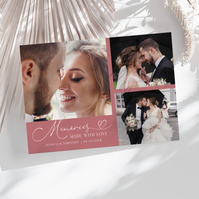 Memories Made With Love Wedding Pink Multi Photo Tack Kort (Skapare uppladdad)