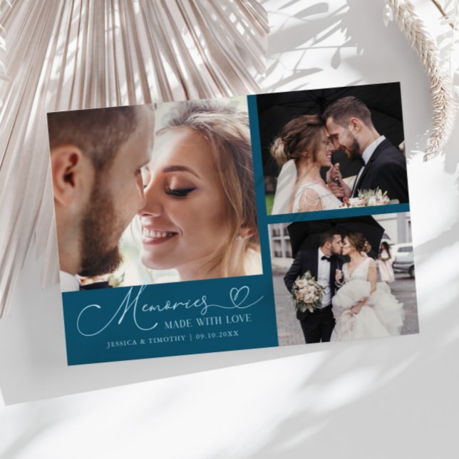 Memories Made With Love Wedding Teal Multi Photo Tack Kort (Skapare uppladdad)