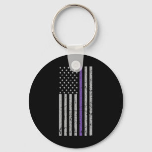 Memories Matter Alzheimer USA flagga Lila Strip Nyckelring