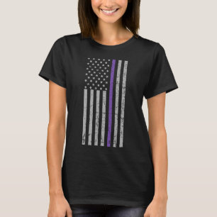 Memories Matter Alzheimer USA flagga Lila Strip T Shirt