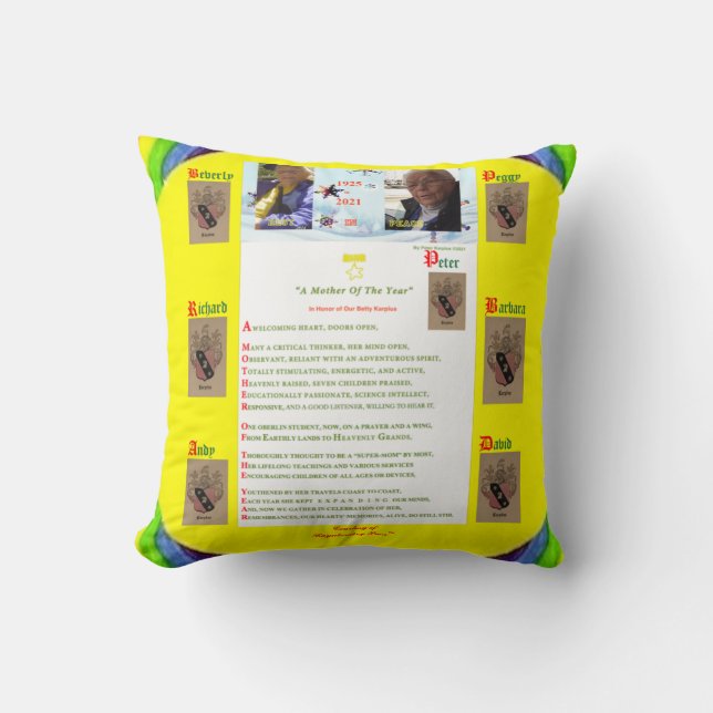 "Memories of Betty Karplus 1925-2021" Pillow Kudde (Framsida)