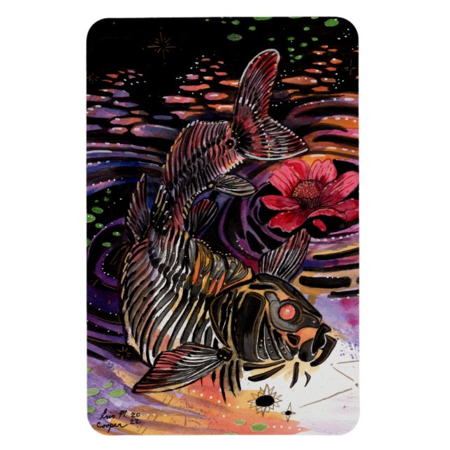 Memory Kartor Autumn Vibes Koi Skeleton Refltions Magnet (Vertikal)