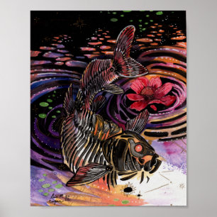 Memory Kartor Autumn Vibes Koi Skeleton Refltions Poster