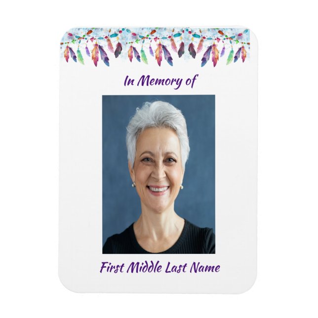 Memory Keepsake  Feathers Boho Tribal Native Magnet (Vertikal)