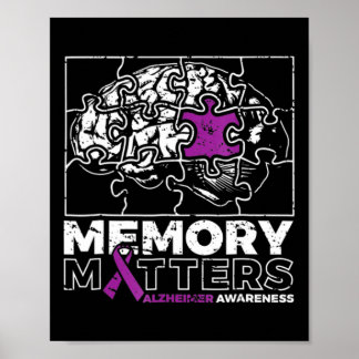 Memory Matter Lila Ribbon Brain Puzzle Alzheimer Poster