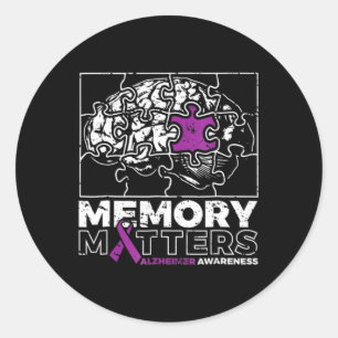 Memory Matter Lila Ribbon Brain Puzzle Alzheimer Runt Klistermärke