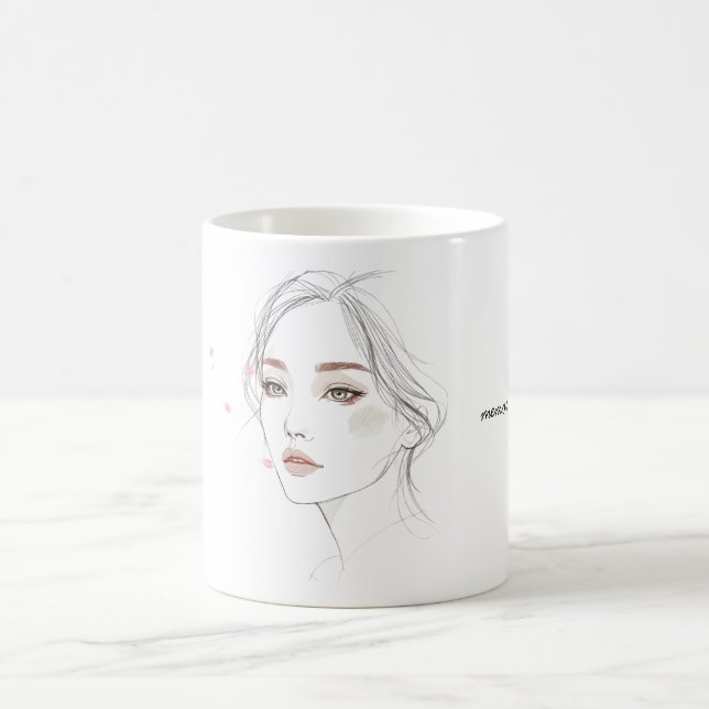 MemoryUs Porträtt Mugg – Minimal konst kaffekopp (Center)