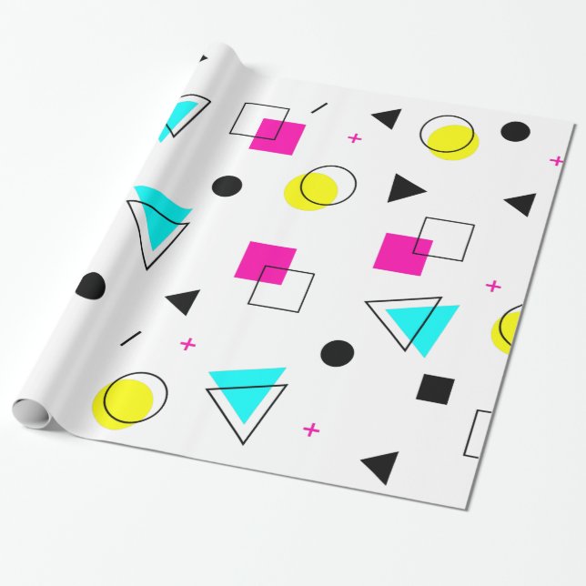 Memphis 80" s-design som slår in papper presentpapper (Utrullad)