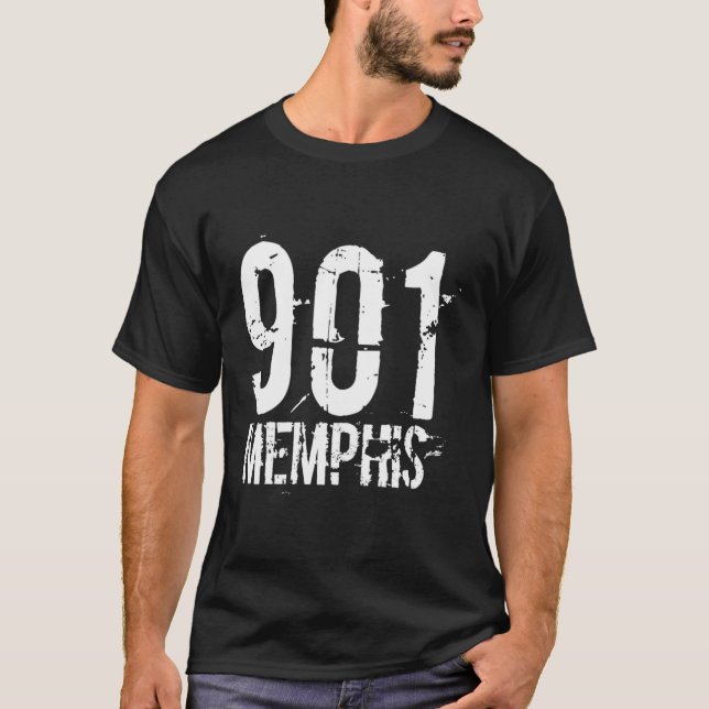 Memphis 901 Area Code Distress T Shirt (Framsida)