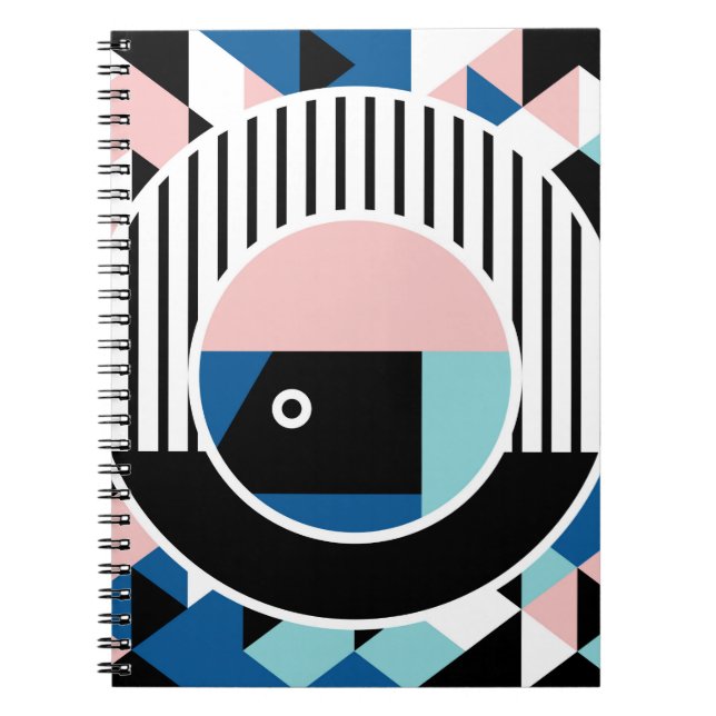 Memphis abstrakt poster design. Ansikte geometrisk Anteckningsbok (Framsidan)
