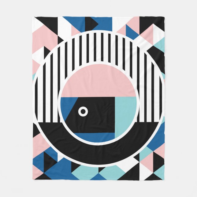 Memphis abstrakt poster design. Ansikte geometrisk Fleecefilt (Framsidan)