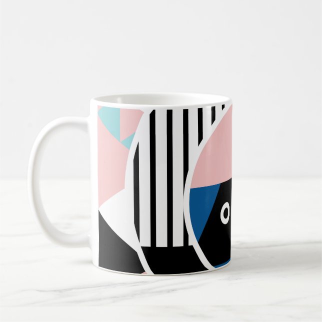 Memphis abstrakt poster design. Ansikte geometrisk Kaffemugg (Vänster)