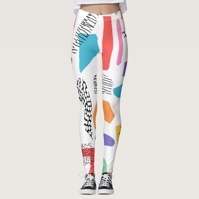 Memphis Art: Grunge Yta Design Leggings (Framsida)