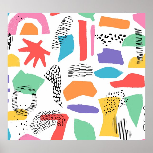 Memphis Art: Grunge Yta Design Poster (Framsidan)