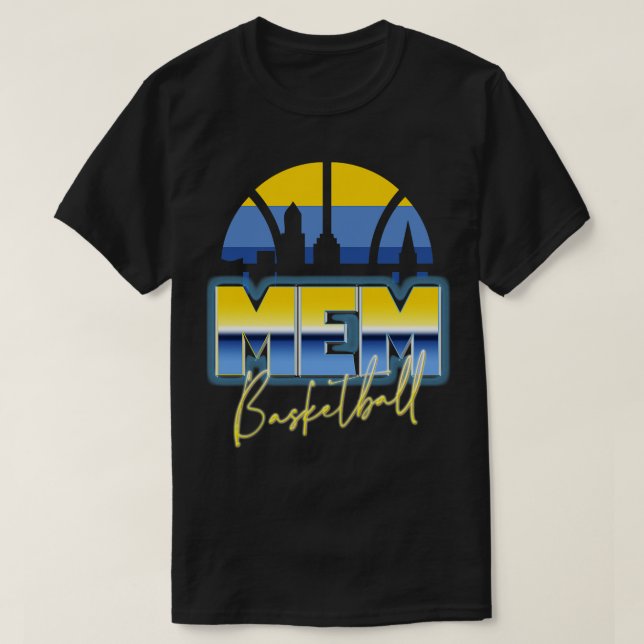 Memphis Basketball Retro 90s Chrome Skyline T Shirt (Design framsida)