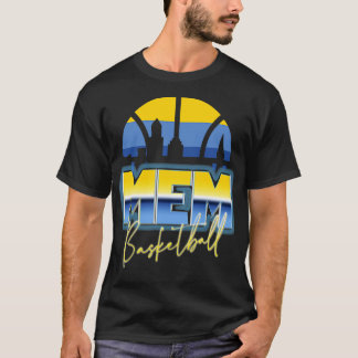 Memphis Basketball Retro 90s Chrome Skyline T Shirt